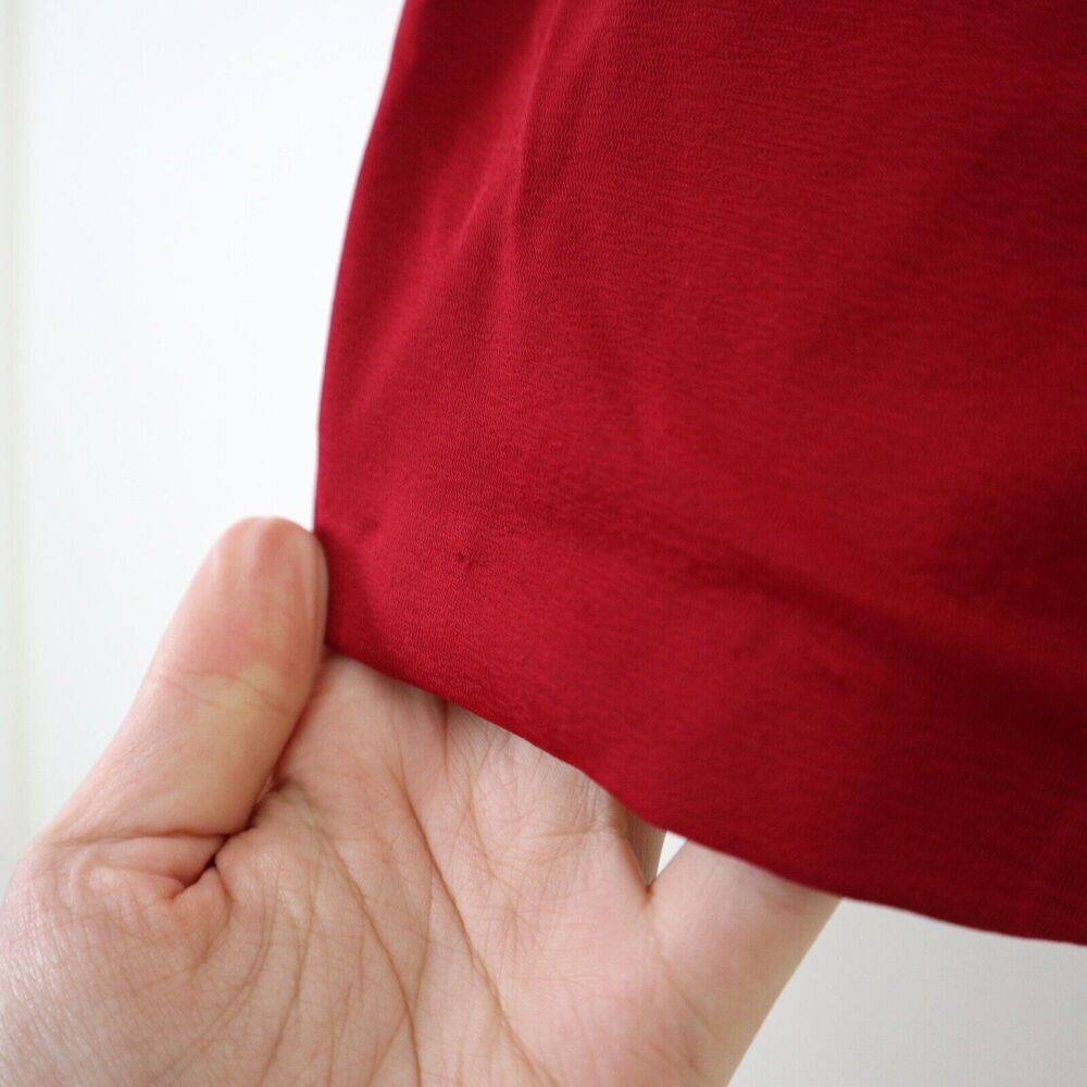 MaxMara Size S Red Wrap Front Blouse 3/4 Sleeve Viscose Jersey - Picture 6 of 10